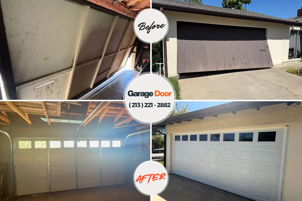 Before and after: garage door repair Phoenix, NY